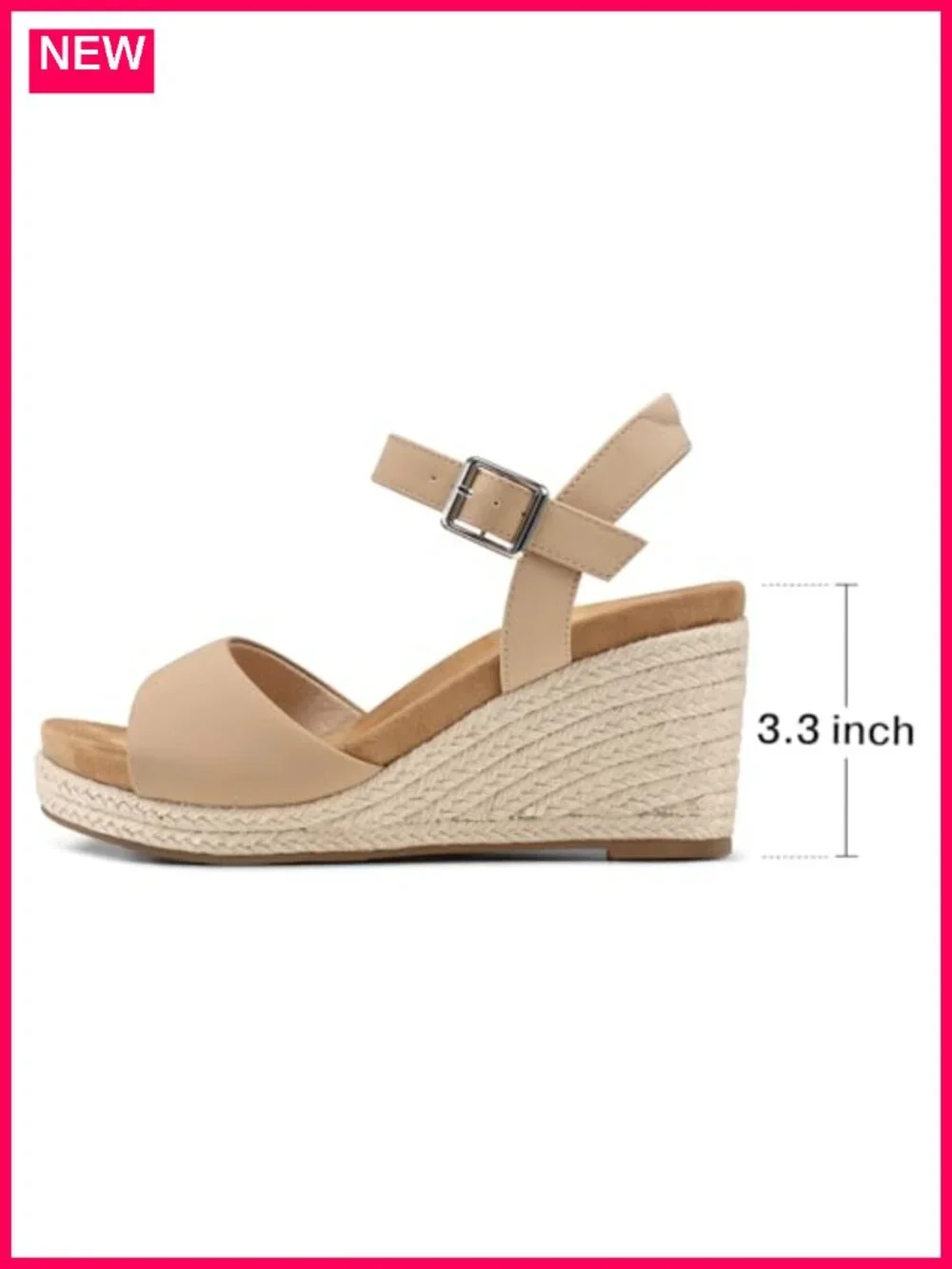 Wedge Sandals with Arch Support Memory Foam Adjustable Ankle Strap Non-Slip TPR